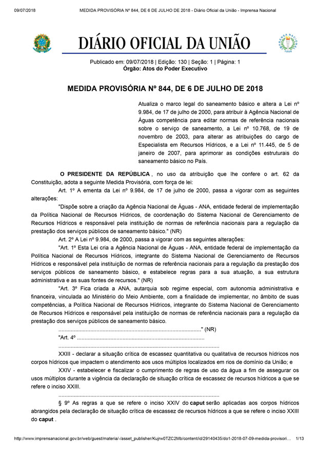 Medida Provisória 844/2018