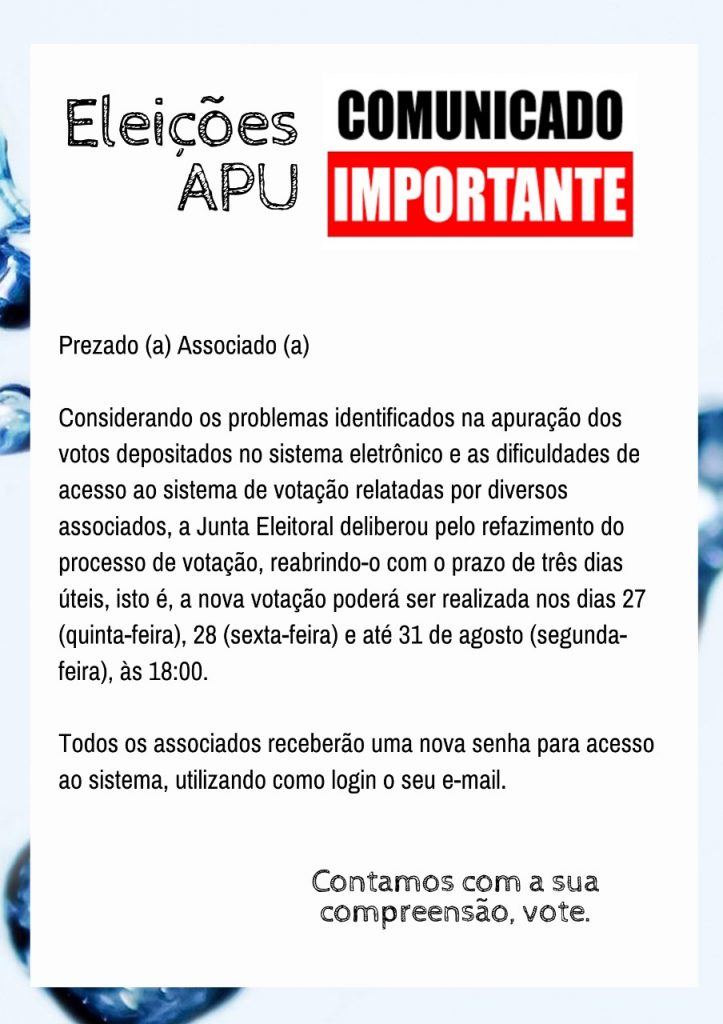 IMPORTANTE: Eleições APU 2020/2023