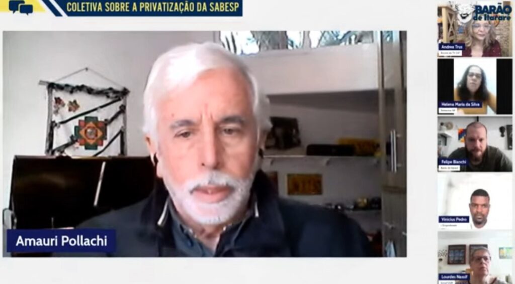 Privatização da Sabesp: Amauri Pollachi, diretor da APU, participa de entrevista coletiva no Canal do Barão no YouTube 