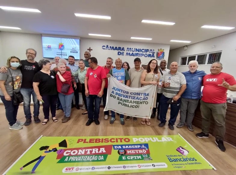 APU presente em plebiscito popular contra a privatização dos serviços públicos, em Mairiporã