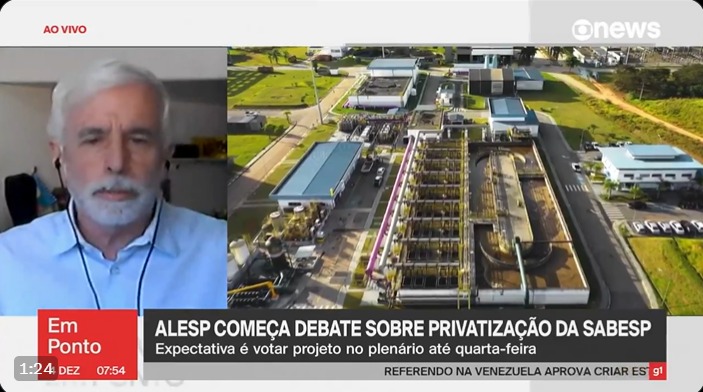 Amauri Pollachi, diretor da APU, fala à GloboNews sobre a privatização da Sabesp